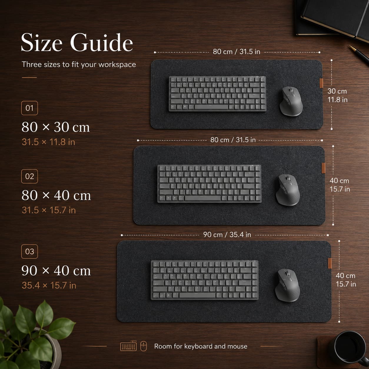 Aovela felt and cork double-sided desk mat on a warm wood home-office desk